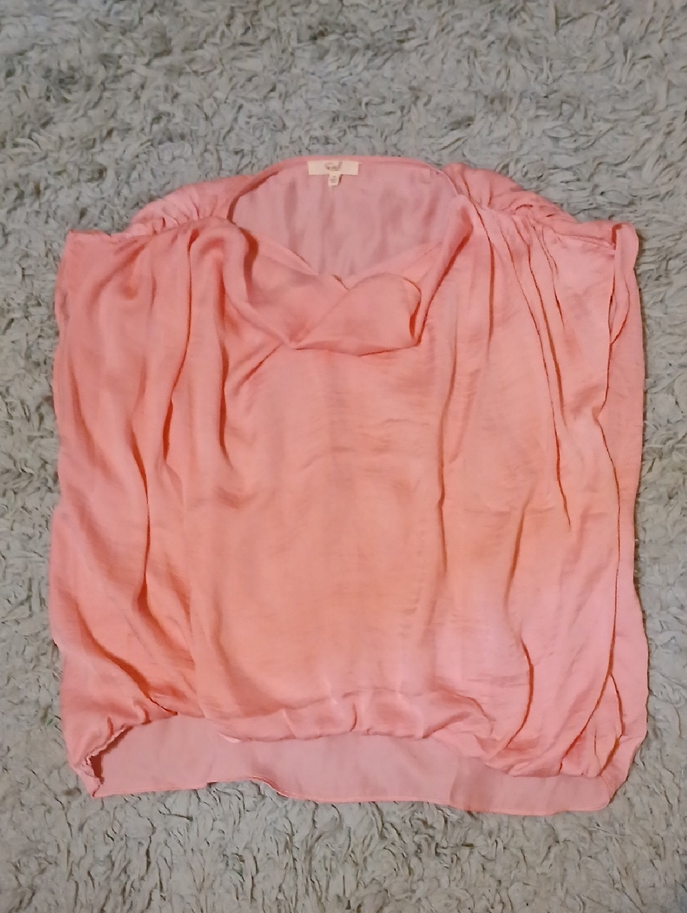 easel Peach-Pink Draped Cowl Neck Blouse